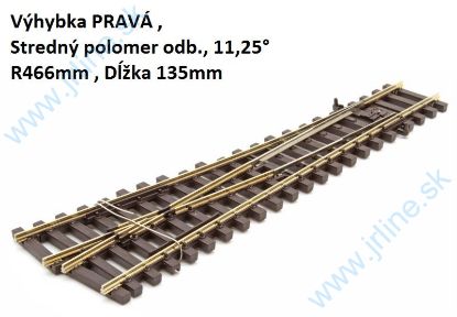 Obrázok pre 68/SL-U1291 PRAVÁ Výhybka *11,25° (R466mm) ;135mm