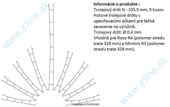 Obrázok pre 86/4335 N*Trolejový drôt 5ks *103,5mm*