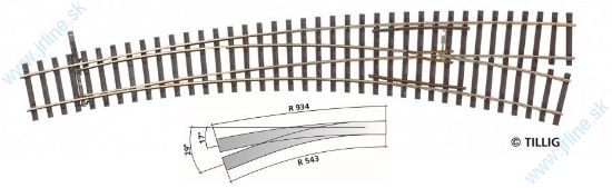 Obrázok pre 64/85373 IBW Pravá oblúková výhybka * 9-12° R934mm