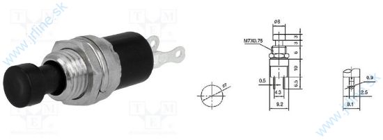 Obrázok pre 74/TME-PS10BBK Tlačítko Spínacie*ČIERN*OFF-ON