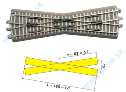 Obrázok pre 68/83760 BK1 # Križovatka 15° * Dĺžka 166mm