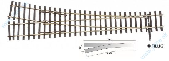 Obrázok pre 64/85343 EW1  PRAVÁ výhybka * 11-15°*228mm