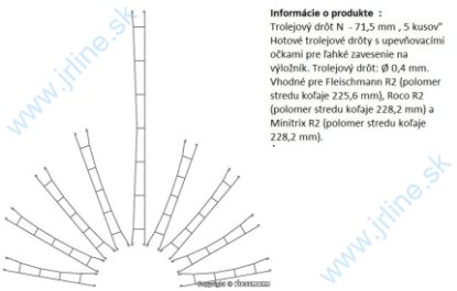 Obrázok pre 86/4334 N*Trolejový drôt 5ks *71,5mm*