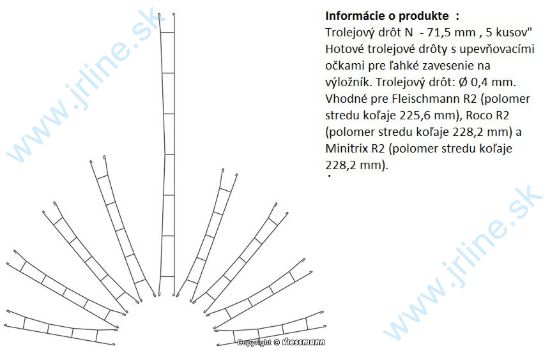 Obrázok pre 86/4334 N*Trolejový drôt 5ks *71,5mm*