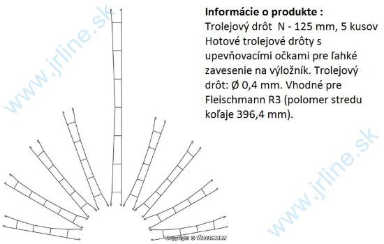 Obrázok pre 86/4337 N*Trolejový drôt 5ks *125mm*