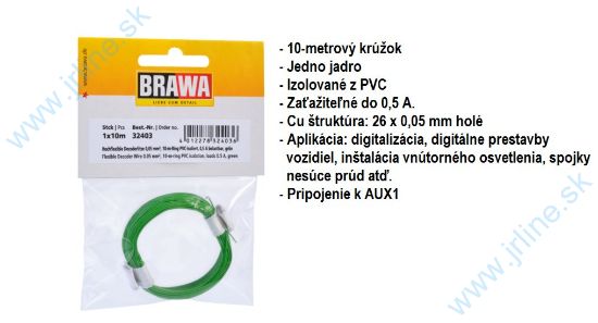 Obrázok pre 74/B32403 ZELENÝ *Kábel 10m;¤0,05mm*AUX1