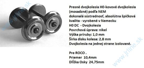 Obrázok pre 74/RH-MH0040 1ks*Dvojkolie ¤10,4*24,75mmROC