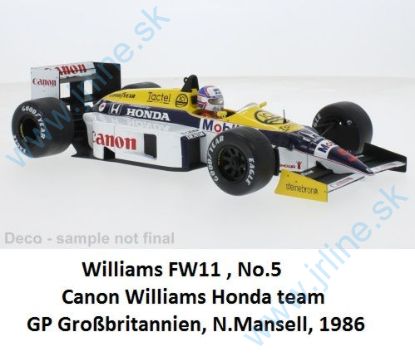 Obrázok pre 87/MCG18627F Williams FW11, No.5, Canon Williams Honda team, formula 1, GP Großbritannien, N.Mansell, 1986