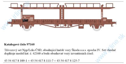 Obrázok pre 62C/97160 SET - 3 ks *  Npp/Leks * ČSD IV.ep. * Hnedé vozy Škoda a.s.