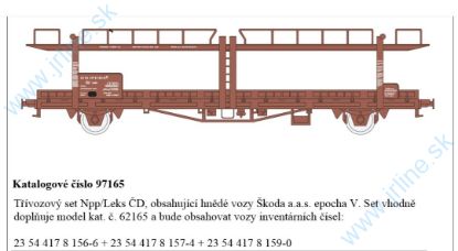 Obrázok pre 62C/97165 SET - 3 ks * Npp/Leks * ČD  V.ep. * hnedé vozy Škoda a.s.