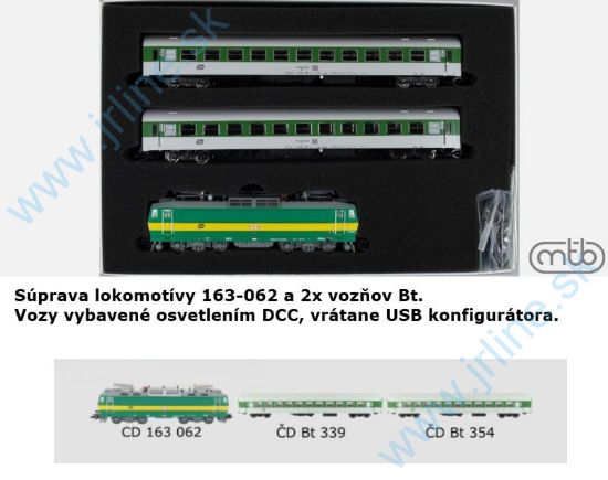 Obrázok pre 651/T163-BT2 Rh163 062-3 + 2x Osobné vagóny Bt  339-0 + 354-9 * ČD V.ep.*