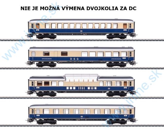 Obrázok pre 625/MA40852 Rheingold-Wagenset DB III.ep. * "Tin Plate" - NIE JE MOŽNÁ VÝMENA DVOJKOLÍ ZA DC !!!